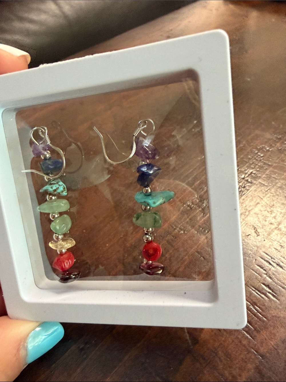 Handmade Multicolor Gemstone Dangle Earrings - Colorful Stone Stack